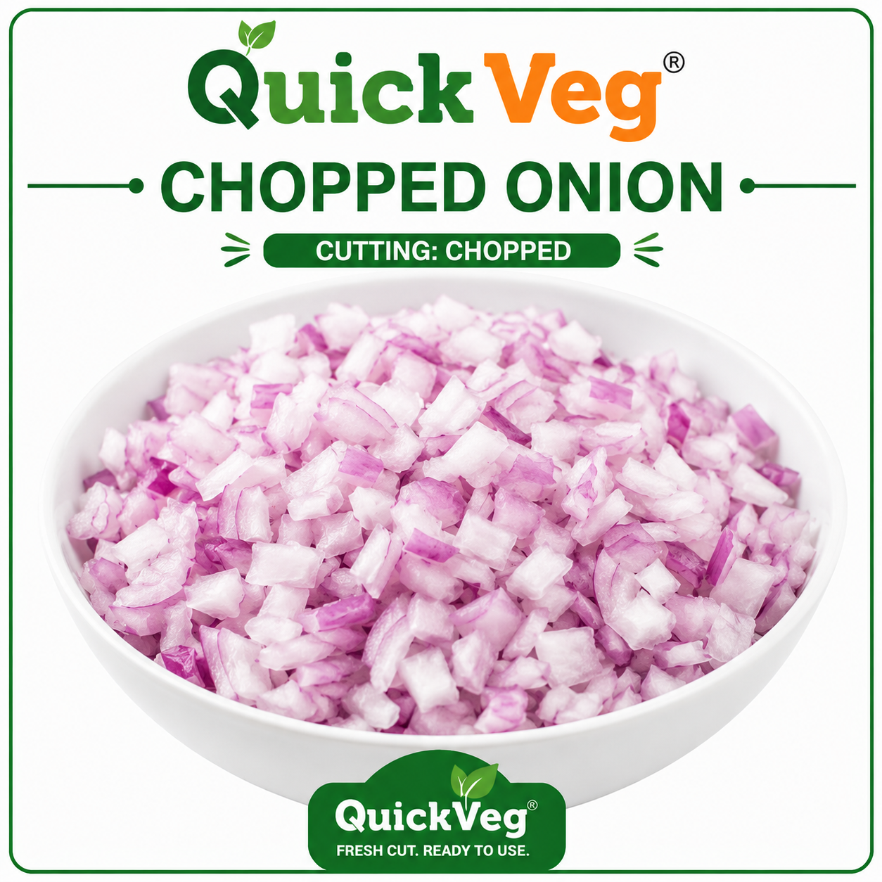 QuickVeg Chopped Onion 500 GM | Fresh Ready-to-Use Chopped Onion
